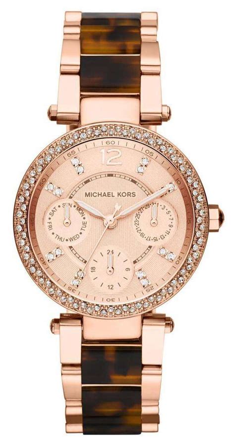 michael kors ladies rose gold and tortoise watch|rose gold mk watch women's.